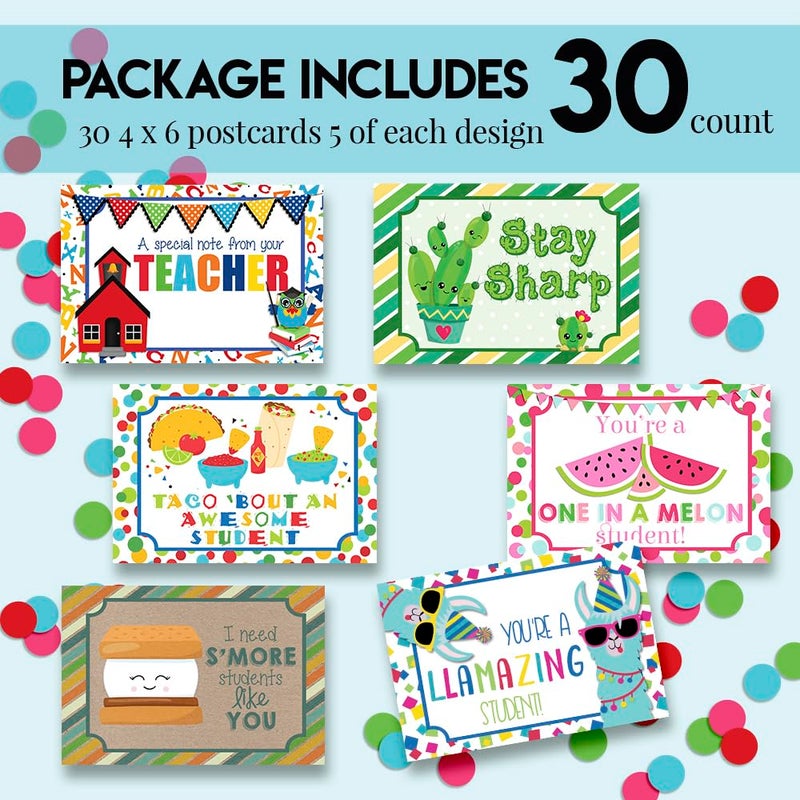 Amanda Creation Thinking of You School Themed Blank Postcards For Teachers To Send To Students, Total of 30 4"x6" Fill In Notecards (5 of each design) by AmandaCreationâ€¦ - Image 5